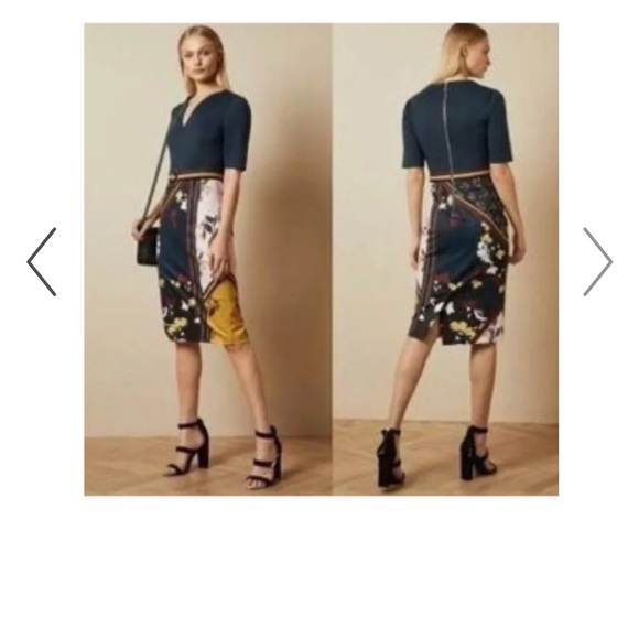 Ted Baker Madiiy Savanna Dress Bodycon Mixed Print - Picture 2 of 8